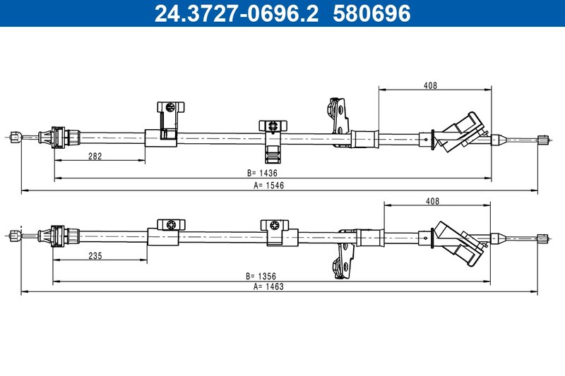 CABLU FRANA DE MANA ATE 24.3727-0696.2 - Compatibil cu FORD