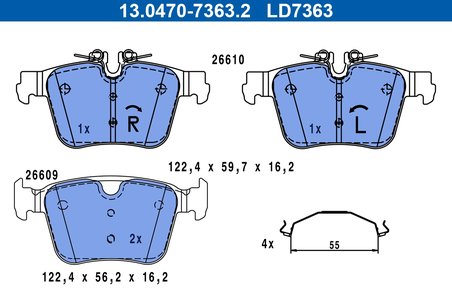 Set placute frana ATE 13.0470-7363.2