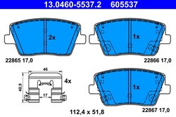 SET PLACUTE FRANA ATE 13.0460-5537.2 - Compatibil cu HYUNDAI