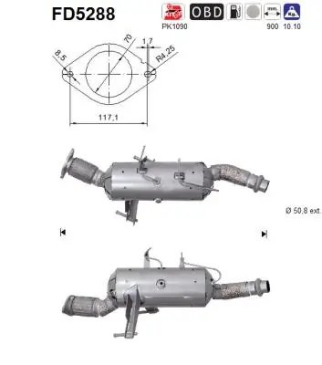 FILTRU DE PARTICULE AS FD5288 - Compatibil cu NISSAN, OPEL, RENAULT, VAUXHALL