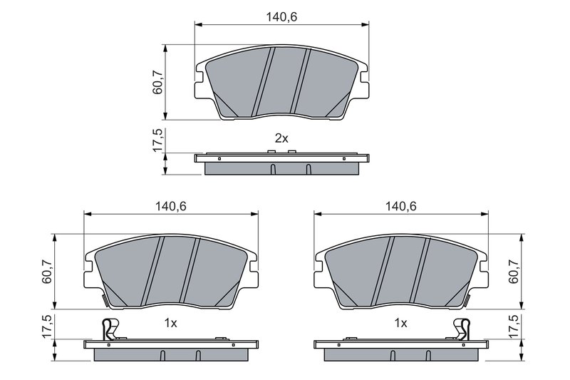 SET PLACUTE FRANA BOSCH 0 986 460 076 - Compatibil cu HYUNDAI, HYUNDAI (BEIJING)