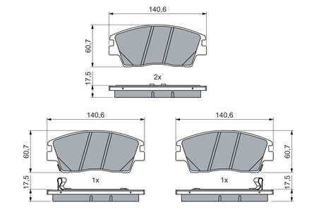 SET PLACUTE FRANA BOSCH 0 986 460 076 - Compatibil cu HYUNDAI, HYUNDAI (BEIJING)