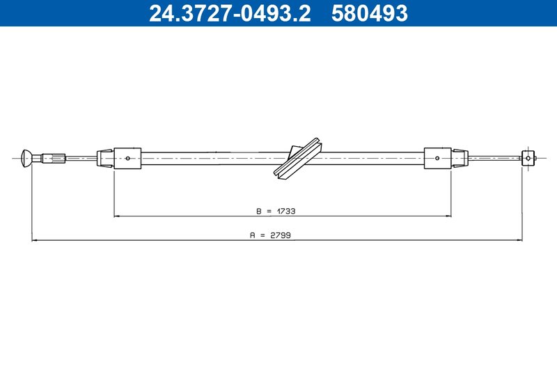 CABLU FRANA DE MANA ATE 24.3727-0493.2 - Compatibil cu MERCEDES-BENZ