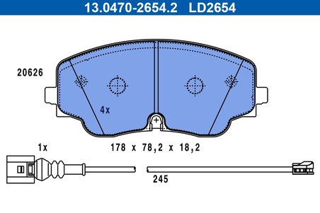 SET PLACUTE FRANA ATE 13.0470-2654.2 - Compatibil cu VW