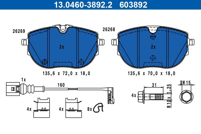 Set placute frana ATE 13.0460-3892.2