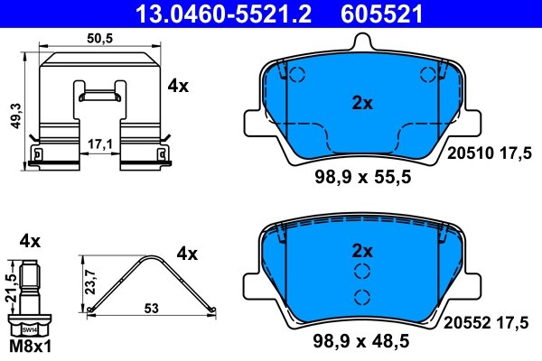 Set placute frana ATE 13.0460-5521.2