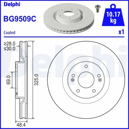 DISC FRANA DELPHI BG9509C - Compatibil cu HYUNDAI, KIA