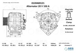 ALTERNATOR SEG AUTOMOTIVE 0120469121 - Compatibil cu MERCEDES-BENZ
