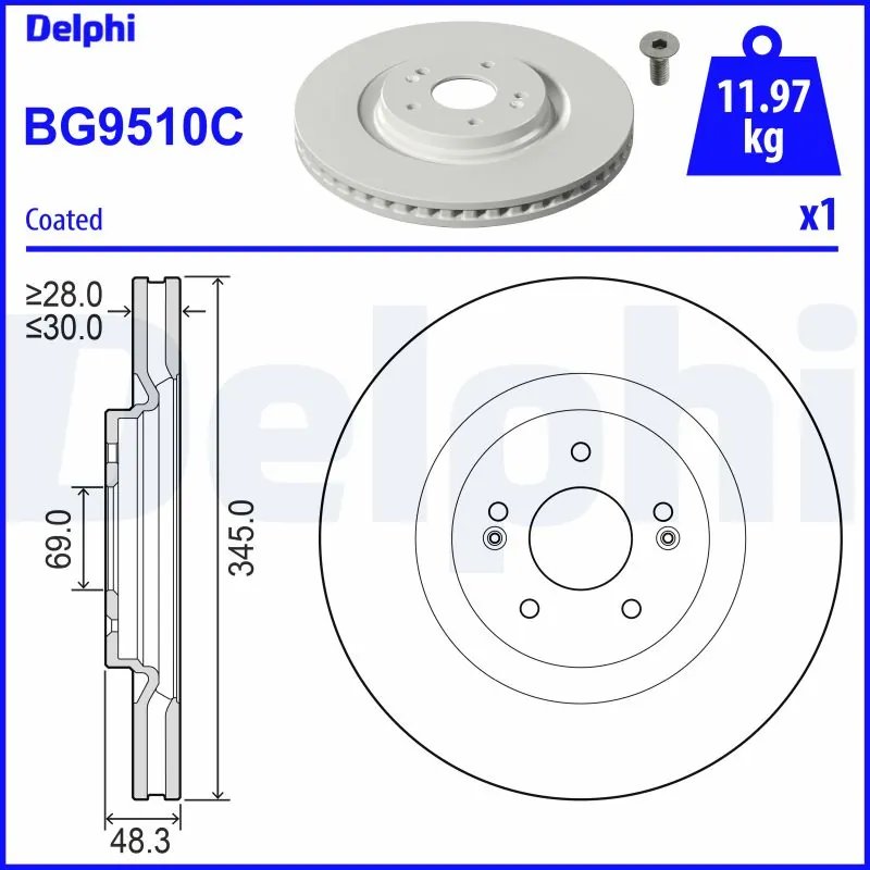DISC FRANA DELPHI BG9510C - Compatibil cu HYUNDAI, KIA