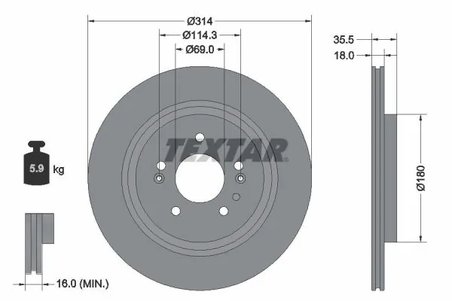 DISC FRANA TEXTAR 92347503 - Compatibil cu HYUNDAI