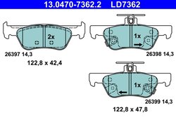 Set placute frana ATE 13.0470-7362.2