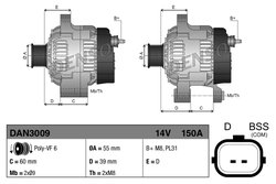 ALTERNATOR DENSO DAN3009 - Compatibil cu DACIA, RENAULT