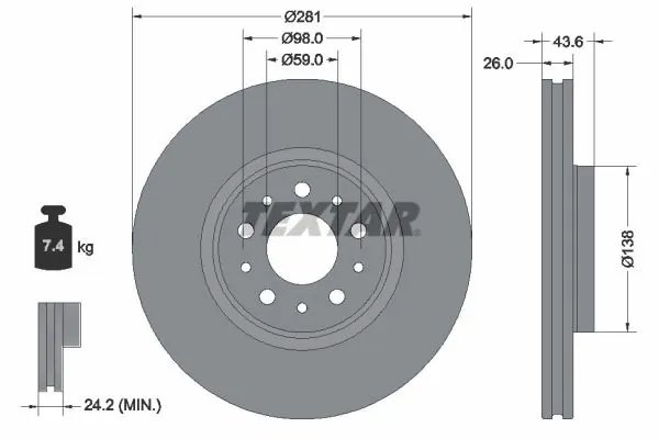 DISC FRANA TEXTAR 92349303 - Compatibil cu FIAT