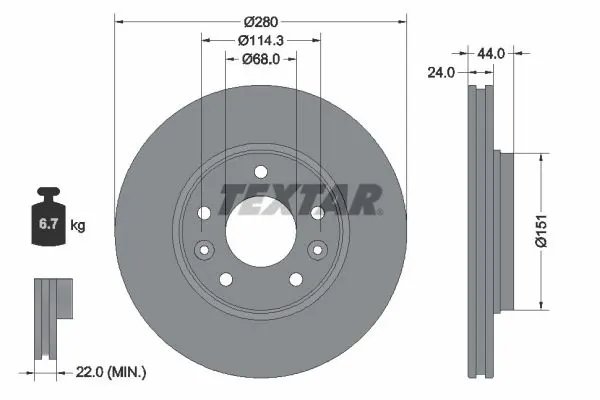DISC FRANA TEXTAR 92346803 - Compatibil cu NISSAN, RENAULT, SAMSUNG