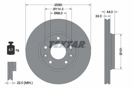 DISC FRANA TEXTAR 92346803 - Compatibil cu NISSAN, RENAULT, SAMSUNG