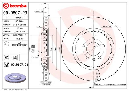 Disc frana Brembo 09.D807.23