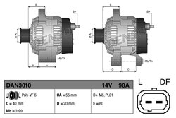 ALTERNATOR DENSO DAN3010 - Compatibil cu DACIA, NISSAN, RENAULT