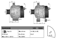 ALTERNATOR DENSO DAN3008 - Compatibil cu CITROEN, FIAT, LANCIA, PEUGEOT, SUZUKI