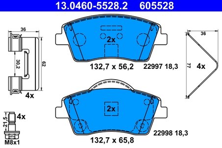 Set placute frana ATE 13.0460-5528.2
