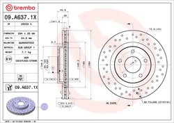 DISC FRANA BREMBO 09.A637.1X - Compatibil cu CHRYSLER, CHRYSLER (BBDC), DODGE, JEEP, LANCIA