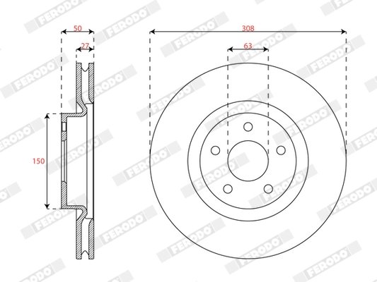 DISC FRANA FERODO DDF3021C - Compatibil cu FORD