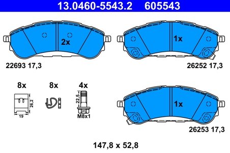 Set placute frana ATE 13.0460-5543.2