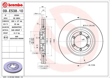 Disc frana Brembo 09.E538.10