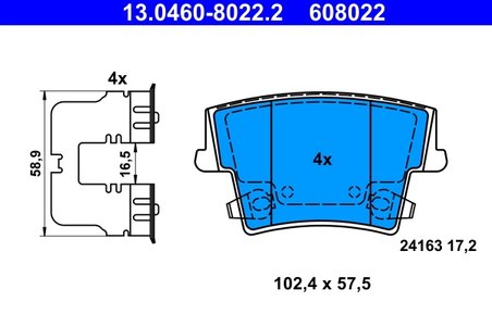 SET PLACUTE FRANA ATE 13.0460-8022.2 - Compatibil cu CHRYSLER