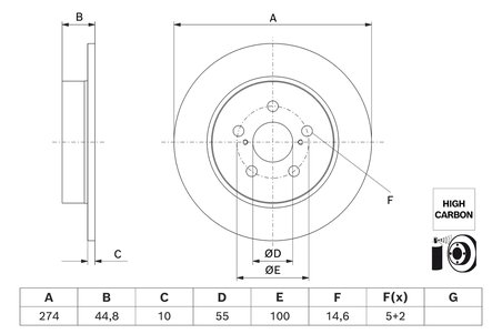 DISC FRANA BOSCH 0 986 479 H63 - Compatibil cu TOYOTA