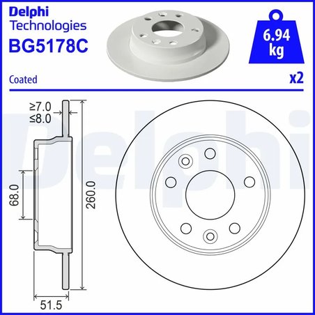 DISC FRANA DELPHI BG5178C - Compatibil cu NISSAN