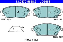 SET PLACUTE FRANA ATE 13.0470-5658.2 - Compatibil cu MAZDA