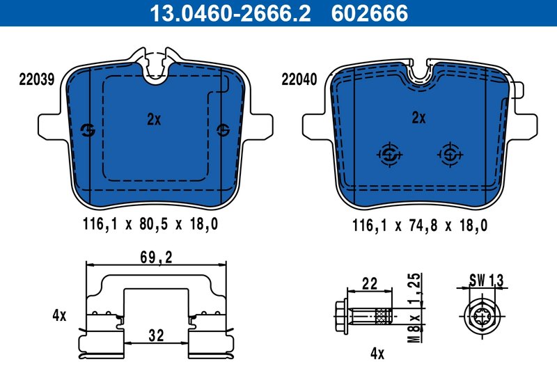 SET PLACUTE FRANA ATE 13.0460-2666.2 - Compatibil cu BMW