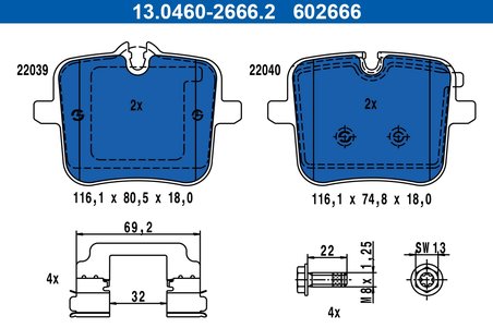 SET PLACUTE FRANA ATE 13.0460-2666.2 - Compatibil cu BMW