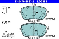 SET PLACUTE FRANA ATE 13.0470-3883.2 - Compatibil cu MERCEDES-BENZ