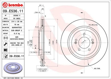 Disc frana Brembo 09.E536.11