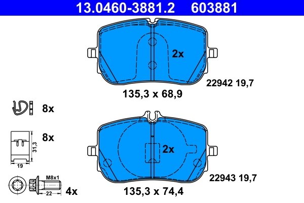 Set placute frana ATE 13.0460-3881.2