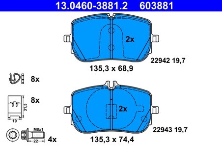 Set placute frana ATE 13.0460-3881.2
