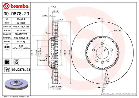 Disc frana Brembo 09.D878.23