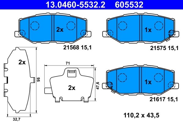 Set placute frana ATE 13.0460-5532.2