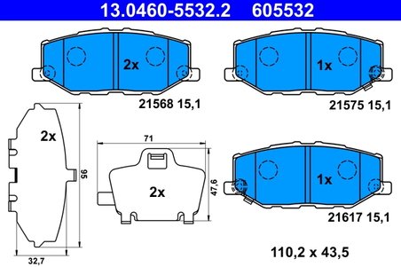 Set placute frana ATE 13.0460-5532.2