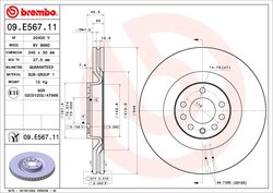 DISC FRANA BREMBO 09.E567.11 - Compatibil cu CADILLAC, OPEL, SAAB, VAUXHALL
