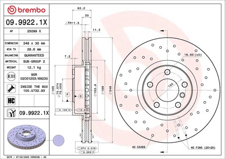 DISC FRANA BREMBO 09.9922.1X - Compatibil cu BMW