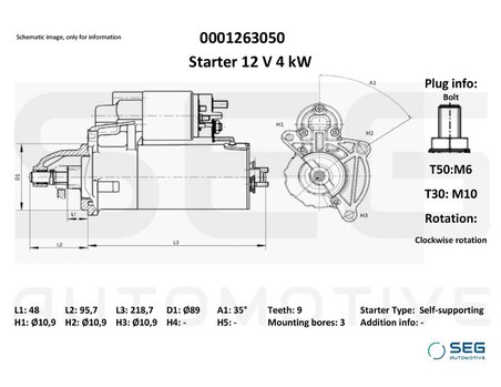 Electromotor SEG AUTOMOTIVE 0001263050