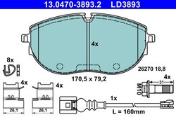SET PLACUTE FRANA ATE 13.0470-3893.2 - Compatibil cu VW