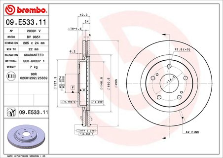 Disc frana Brembo 09.E533.11