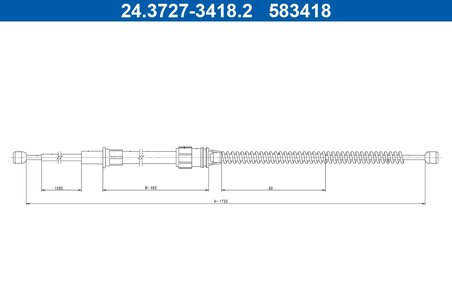 CABLU FRANA DE MANA ATE 24.3727-3418.2 - Compatibil cu AUDI, SEAT, SKODA, VW