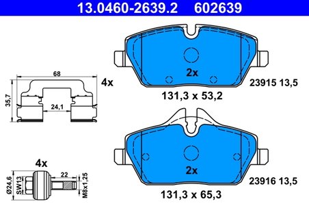 SET PLACUTE FRANA ATE 13.0460-2639.2 - Compatibil cu BMW
