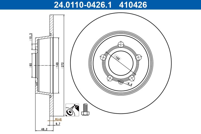 DISC FRANA ATE 24.0110-0426.1 - Compatibil cu AUDI