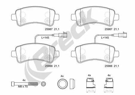 SET PLACUTE FRANA BRECK 25987 00 653 00 - Compatibil cu CITROEN, FIAT, OPEL, VAUXHALL