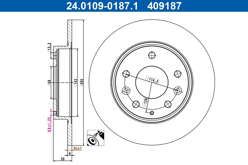 DISC FRANA ATE 24.0109-0187.1 - Compatibil cu MAZDA